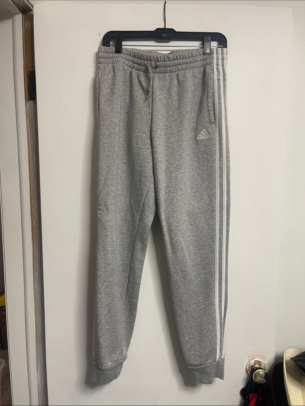 adidas Gray Joggers with White 3-Stripes